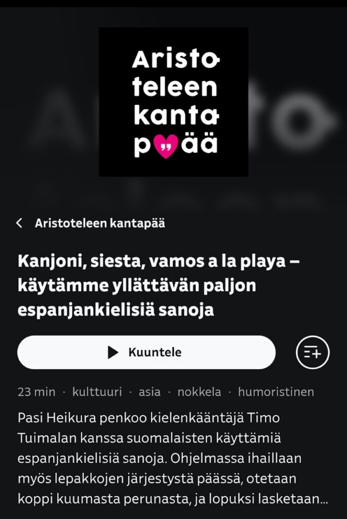 Aristoteleen kantapää radio-ohjelma. Vieraana kääntäjä Timo Tuimala